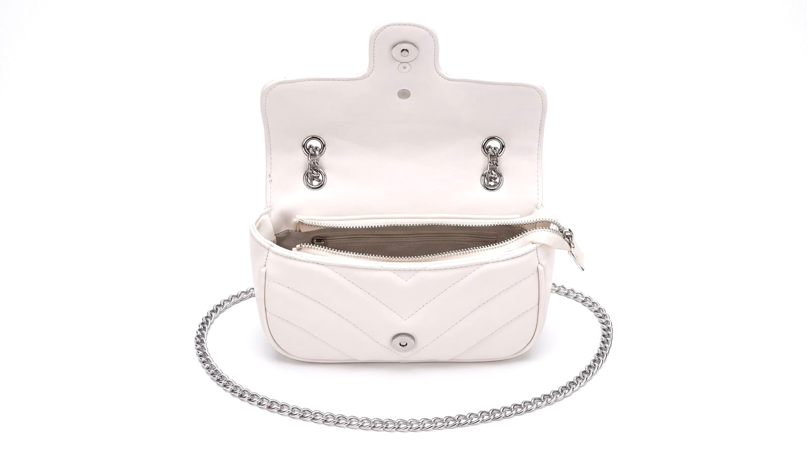 Chevron Quilted Leather Shoulder Bag with Crystal Logo "GG”