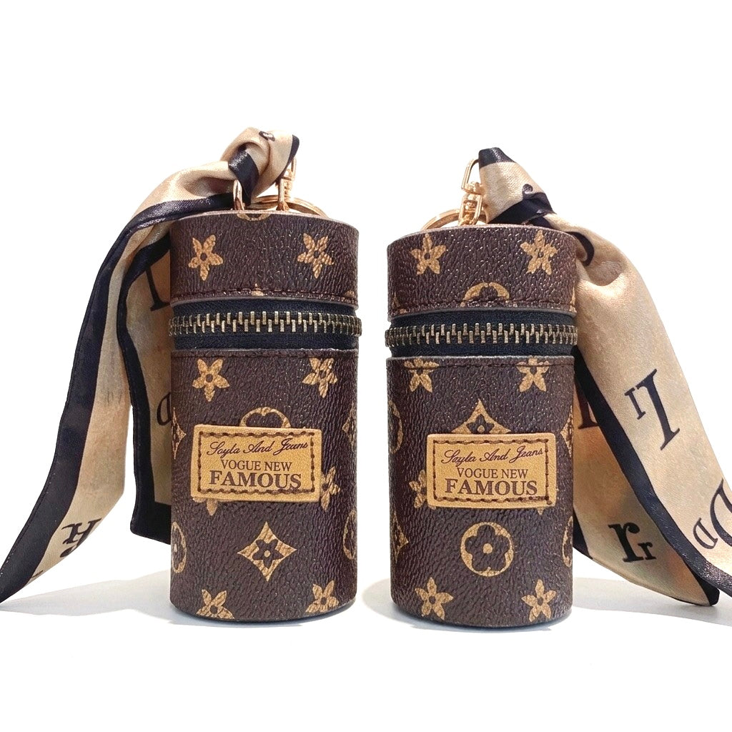 Monogram Print Mini Pouch Bag Charm
