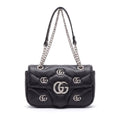 Chevron Quilted Leather Shoulder Bag with Crystal Logo "GG”