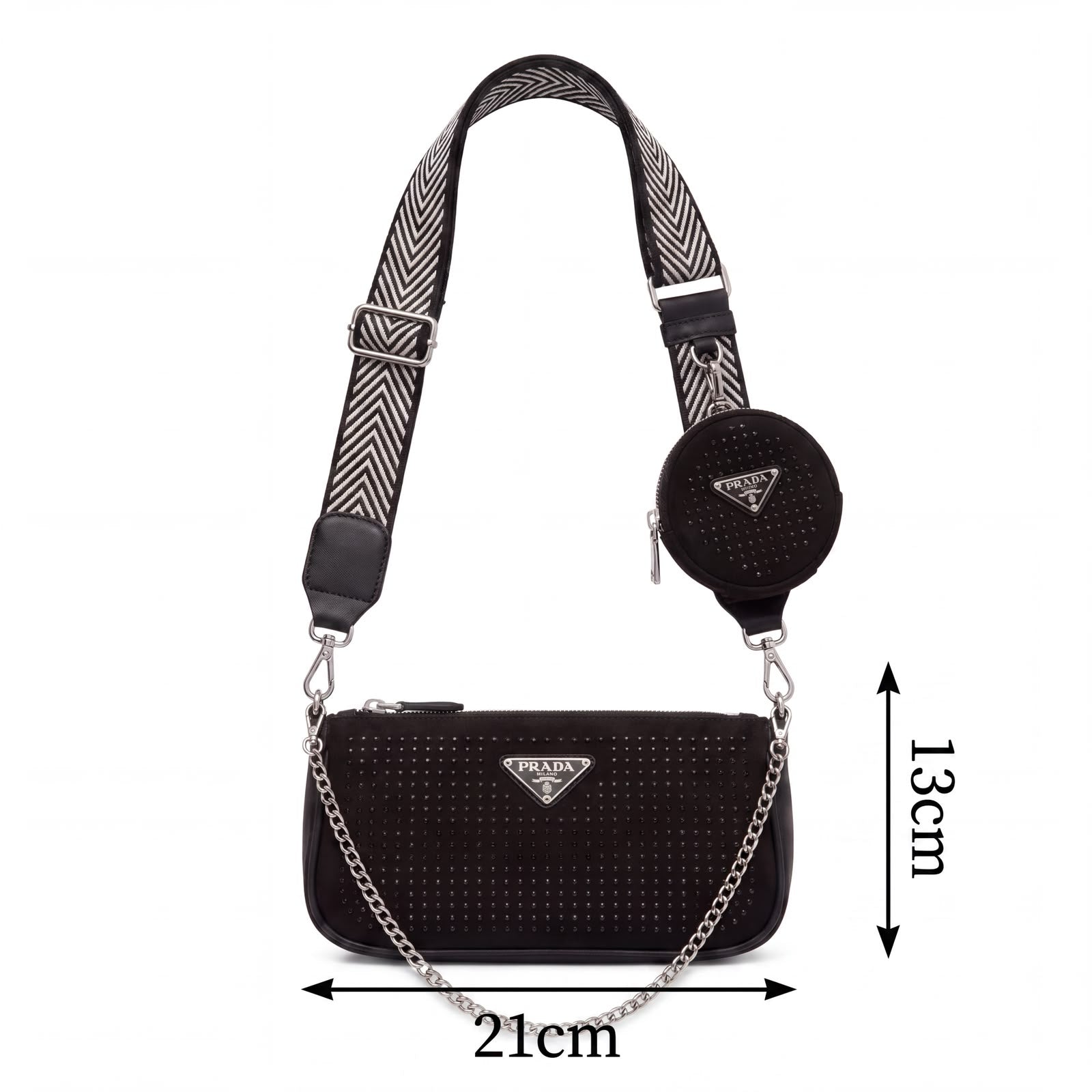 Prada Re-Edition Crystal-Embellished Nylon Shoulder Bag Set (Trio)