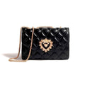 Quilted Leather Crossbody Bag with Jeweled Heart Clasp