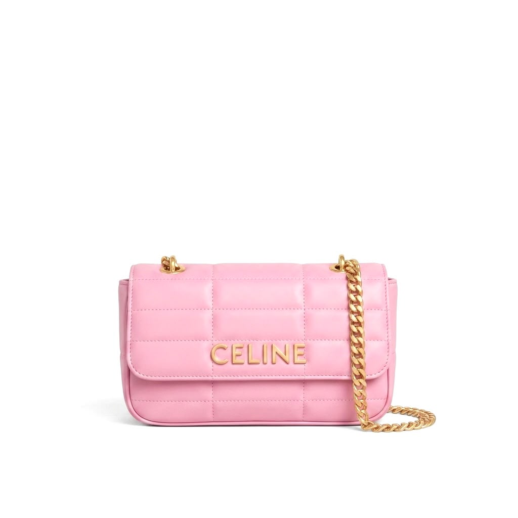 Quilted Leather  Celine Flap Bag with Chain Strap