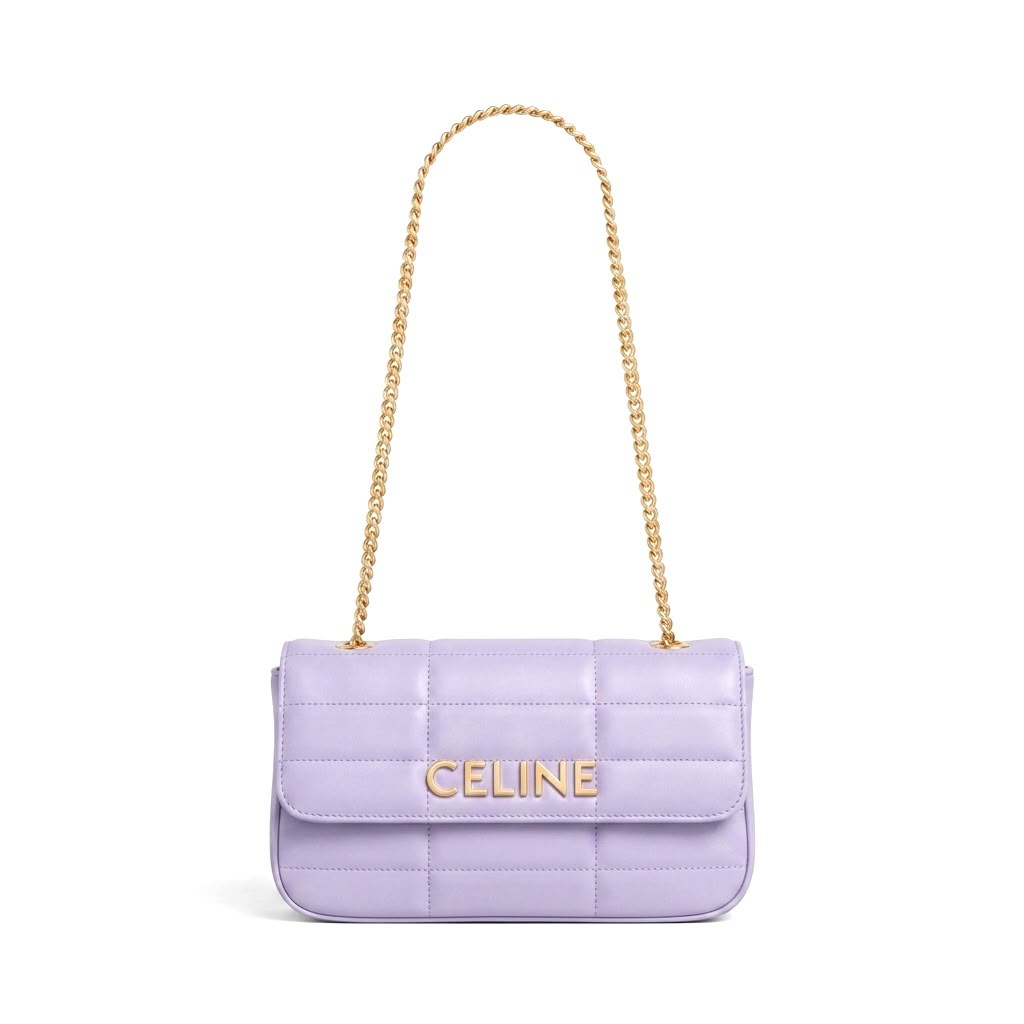 Quilted Leather  Celine Flap Bag with Chain Strap