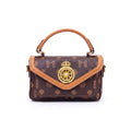 Quilted leather Monogram Print Top Handle Bag with Crown Medallion