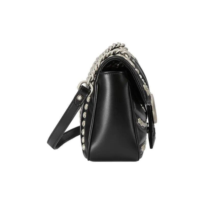 Studded Swirl-Quilted Leather Shoulder/ Cross Bag