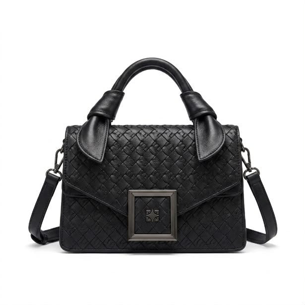 Woven Leather Bag with Knotted Handle