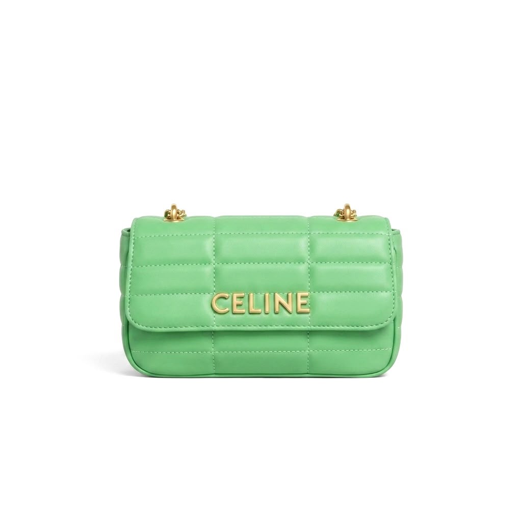 Quilted Leather  Celine Flap Bag with Chain Strap